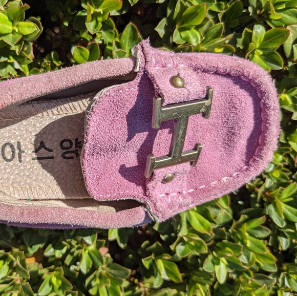 Toddler suede loafers Bossy Kidz pink suede "H" shoes. size 22 - Picture 9 of 13